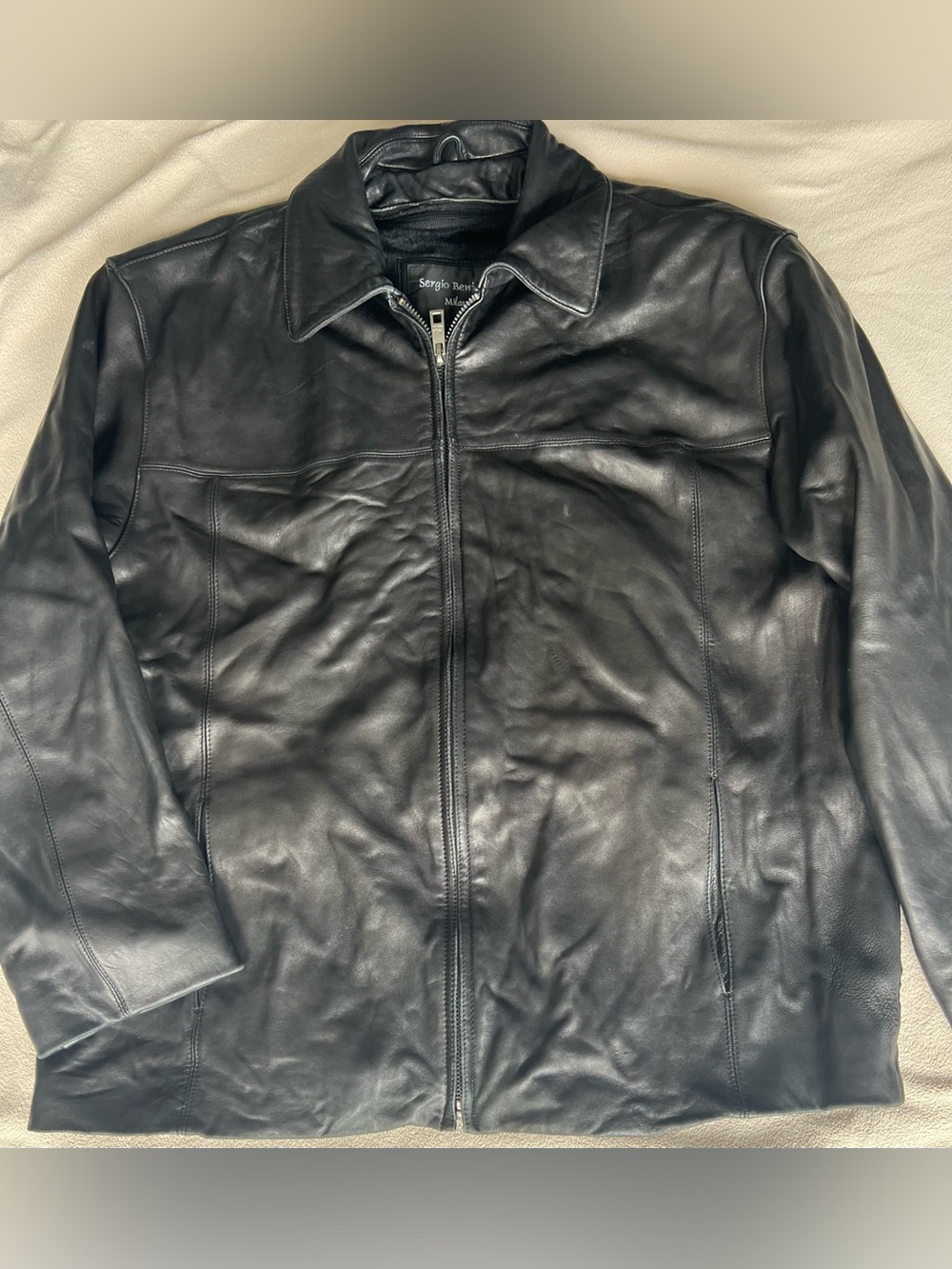 Sergio Beninni Italy Men's Leather Vintage Y2K jacket with removable lining XL